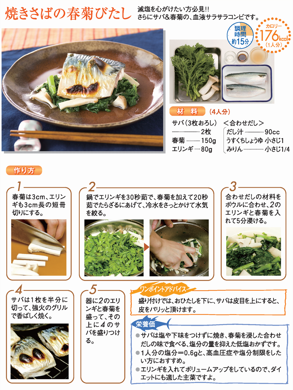 焼きさばの春菊びたし さば レシピ 魚耕ホールディングス